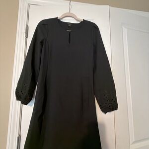 Ann Taylor Black Long Sleeve Shift Dress with Eyelet Cuffs